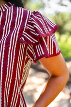 Load image into Gallery viewer, Maroon Layla Flutter Sleeve Blouse
