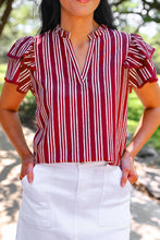 Load image into Gallery viewer, Maroon Layla Flutter Sleeve Blouse
