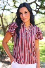 Load image into Gallery viewer, Maroon Layla Flutter Sleeve Blouse
