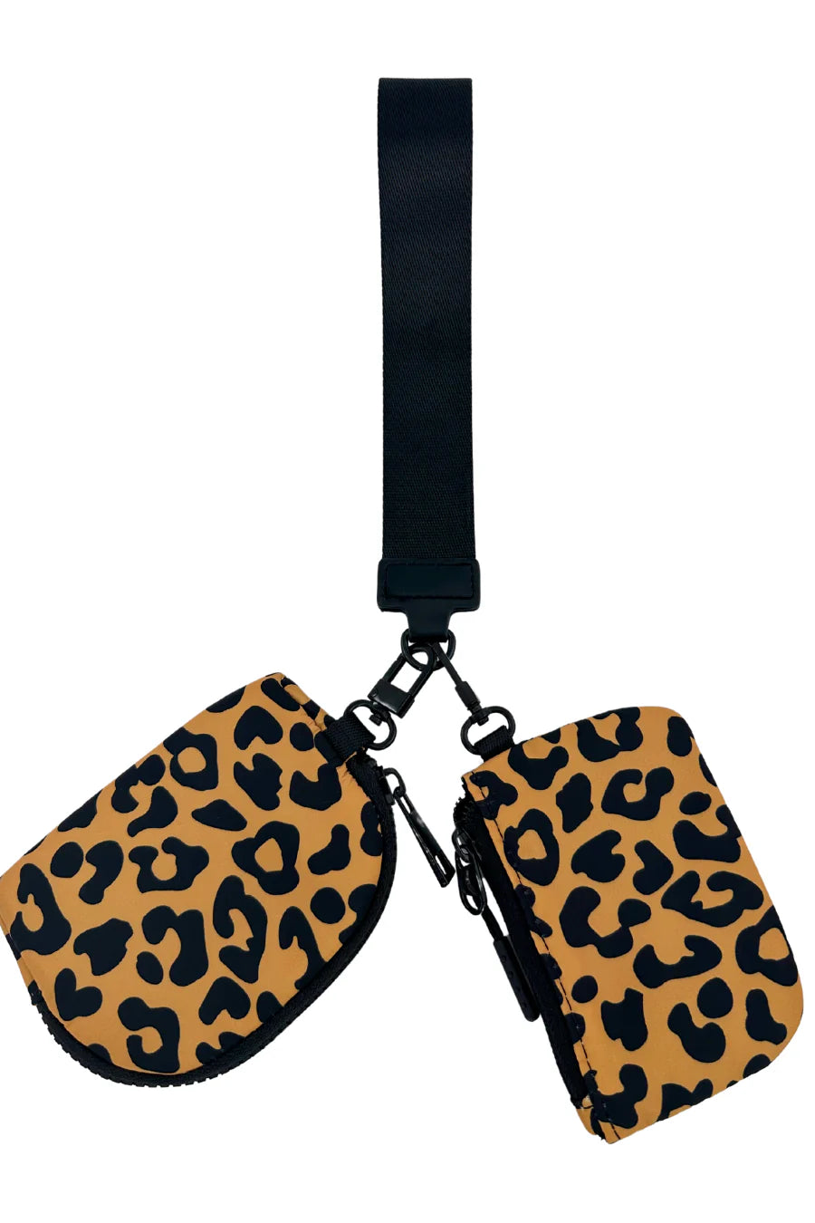 Double Pouch Wristlet - Brown Leopard