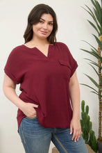 Load image into Gallery viewer, Burgundy Split Neck Top
