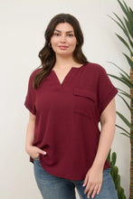 Load image into Gallery viewer, Burgundy Split Neck Top
