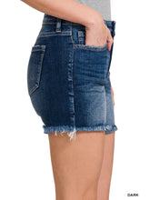 Load image into Gallery viewer, Mid Rise Frayed Hem Denim Shorts
