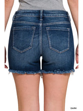 Load image into Gallery viewer, Mid Rise Frayed Hem Denim Shorts
