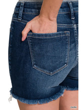 Load image into Gallery viewer, Mid Rise Frayed Hem Denim Shorts
