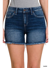 Load image into Gallery viewer, Mid Rise Frayed Hem Denim Shorts
