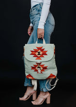 Load image into Gallery viewer, Mint &amp; Multicolored Aztec Backpack
