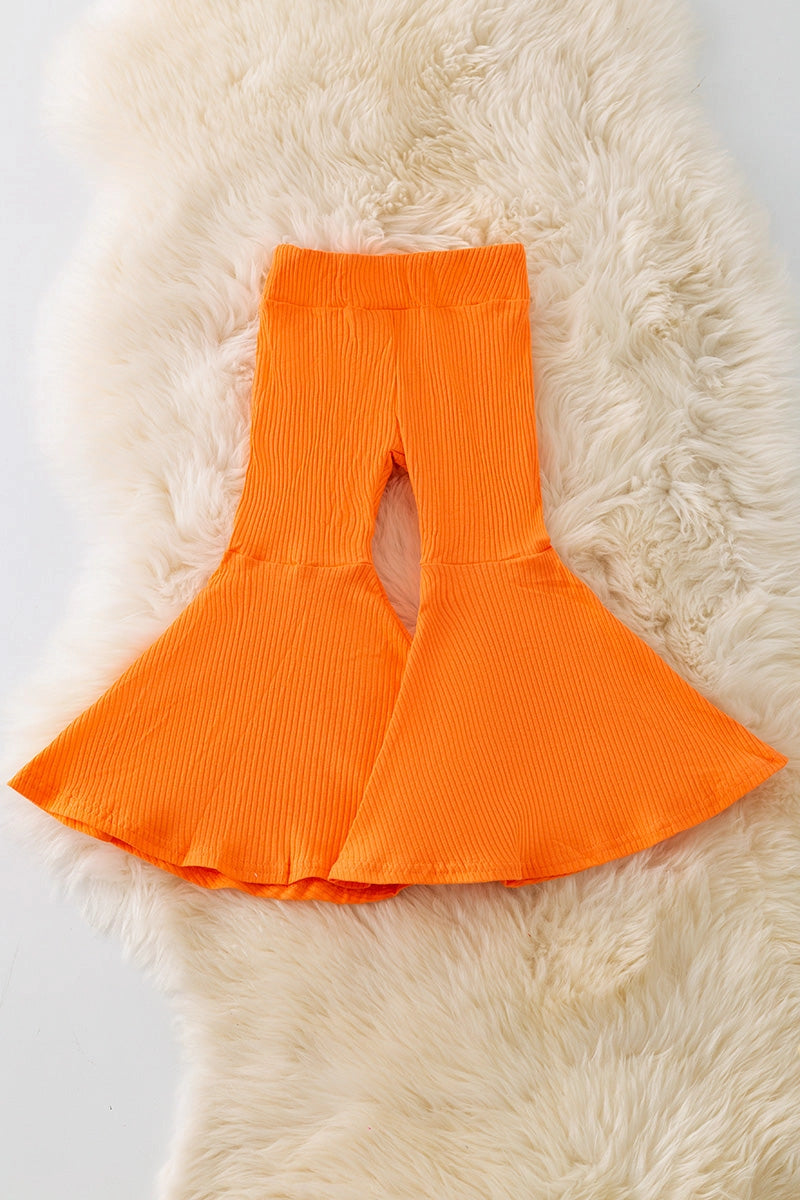 Orange Ribbed Bell Bottoms