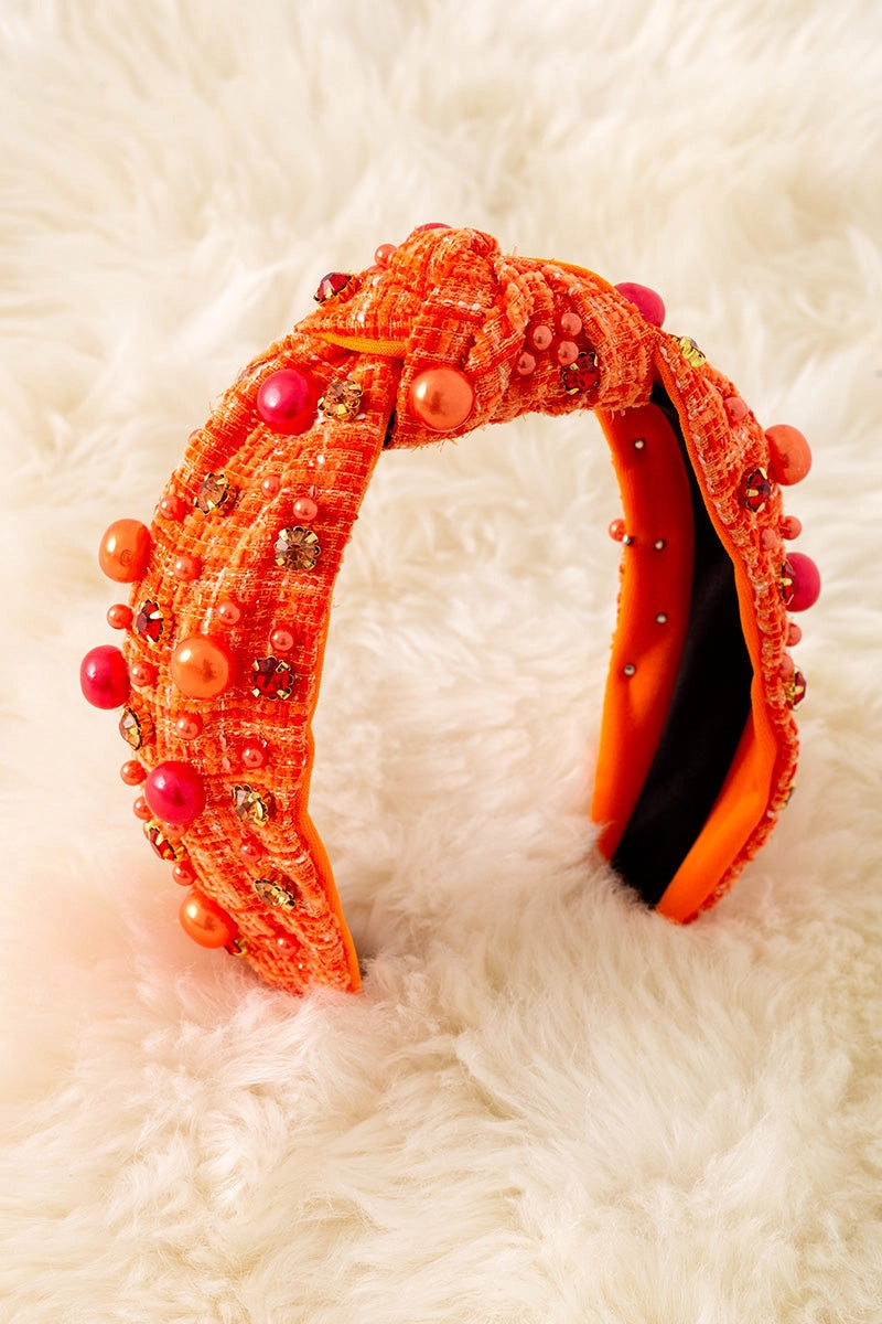 Orange Beaded Girls Headband