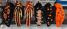 Load image into Gallery viewer, Orange Headband -Orange &amp; Black Sequins
