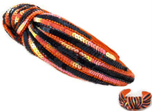 Load image into Gallery viewer, Orange Headband -Orange &amp; Black Sequins
