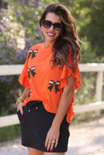 Load image into Gallery viewer, Sideline Sparkle Ruffle Top - Orange
