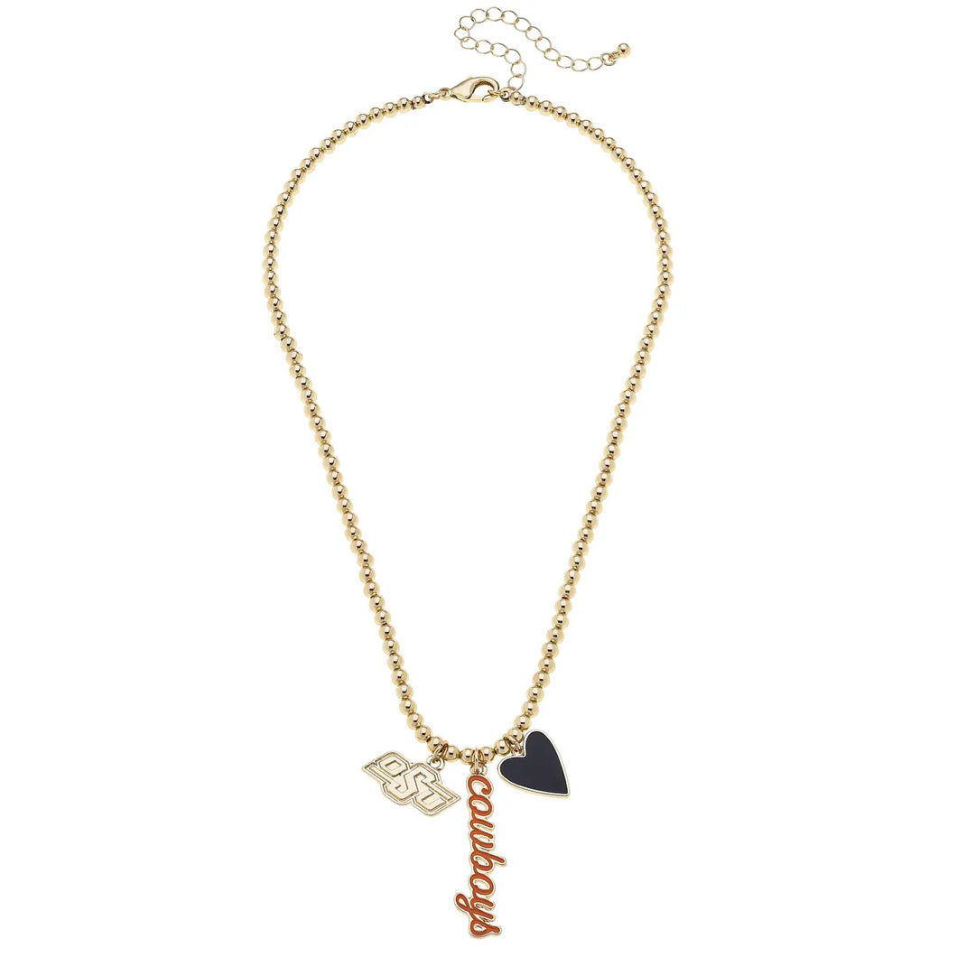 OSU Cowboys Ball Bead Charm Necklace