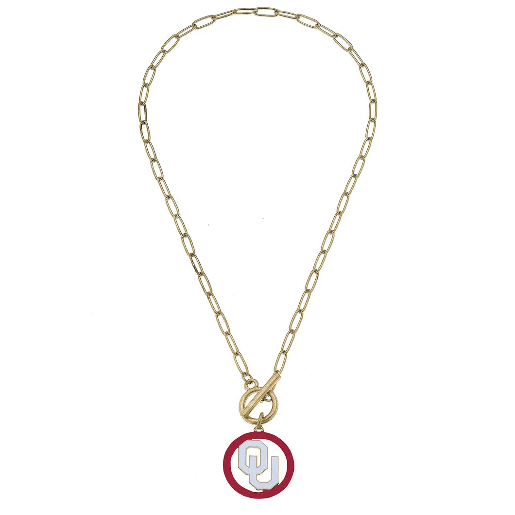 OU  Sooners Logo T-bar Necklace