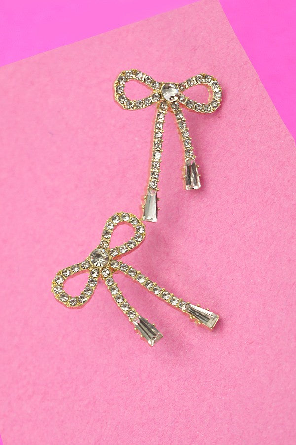 Rhinestone Bow Earrings