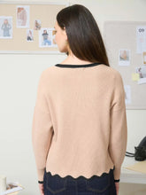 Load image into Gallery viewer, Tan Scallop Trim Sweater
