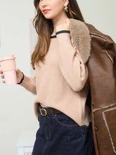 Load image into Gallery viewer, Tan Scallop Trim Sweater
