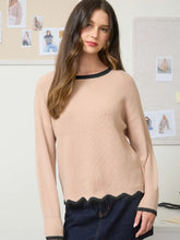 Load image into Gallery viewer, Tan Scallop Trim Sweater
