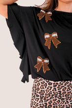 Load image into Gallery viewer, Sideline Sparkle Ruffle Top - Black

