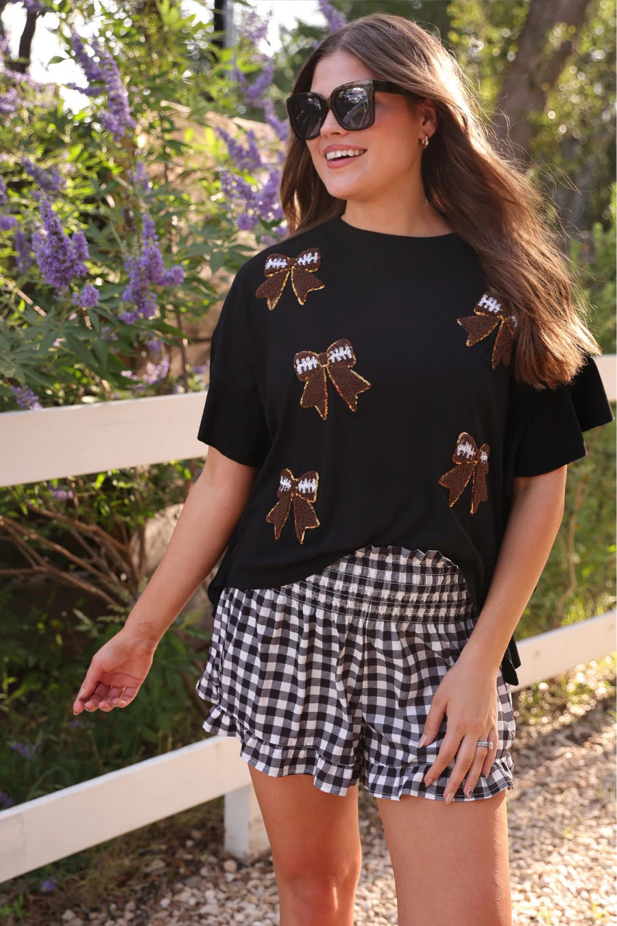 Sideline Sparkle Ruffle Top - Black