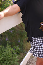 Load image into Gallery viewer, Sideline Sparkle Ruffle Top - Black
