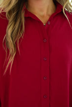 Load image into Gallery viewer, Sloane Button Up Top - Burgundy
