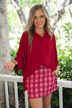 Load image into Gallery viewer, Sloane Button Up Top - Burgundy
