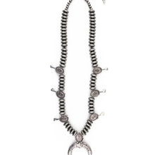 Load image into Gallery viewer, Faux Navajo Pearl Disc Squash Blossom Necklace
