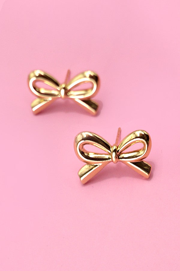 Stainless Steel Gold Bow Stud