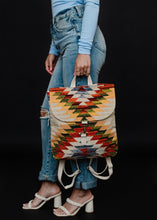 Load image into Gallery viewer, Tan &amp; Multicolored Aztec Backpack

