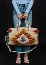 Load image into Gallery viewer, Tan &amp; Multicolored Aztec Duffel
