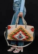 Load image into Gallery viewer, Tan &amp; Multicolored Aztec Duffel
