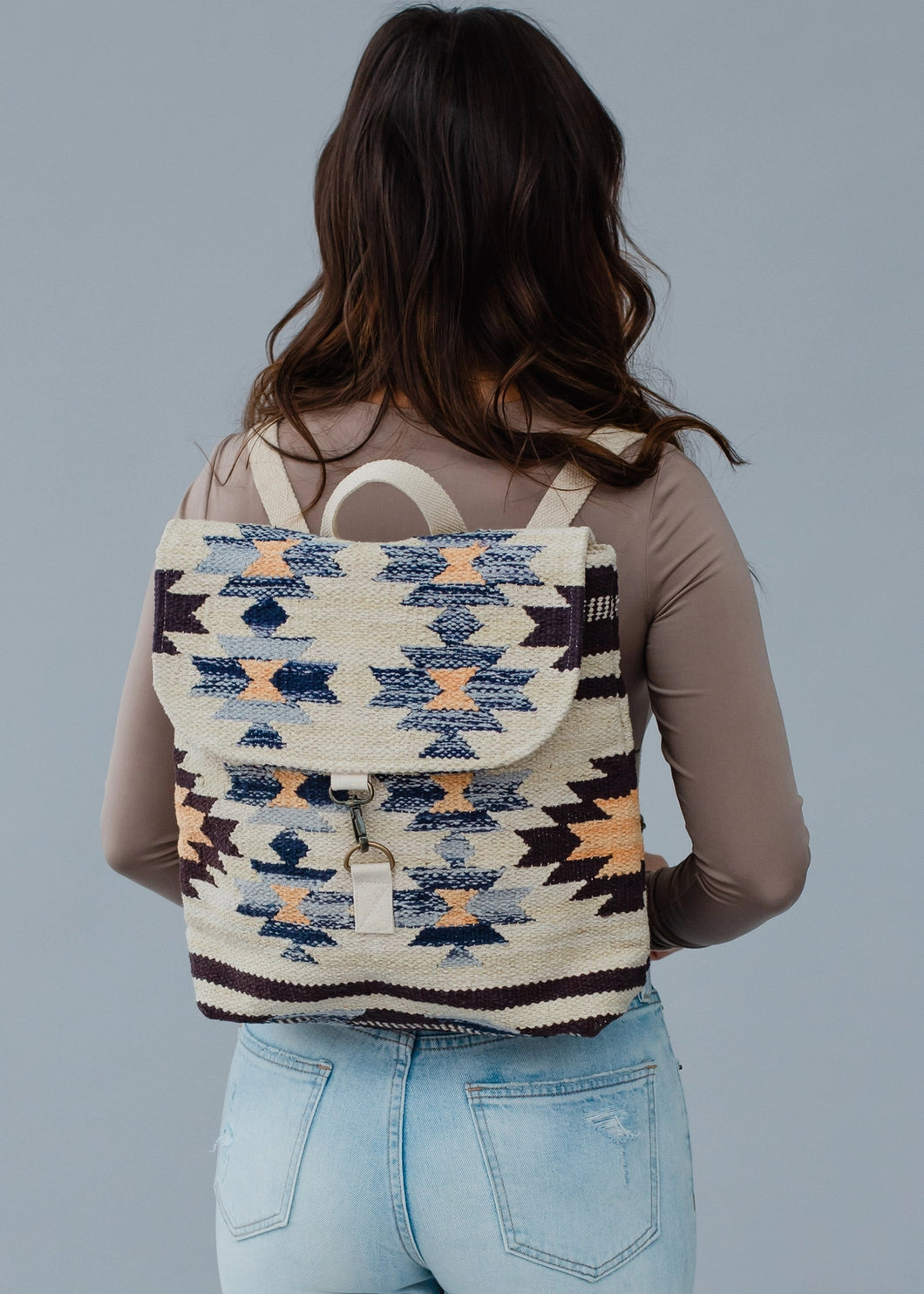 Tan & Blue Aztec Backpack