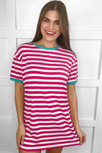 Load image into Gallery viewer, Living in Stripes Dress Teal/Pink
