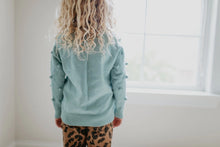 Load image into Gallery viewer, Kid&#39;s Teal Pom Pom Sweater
