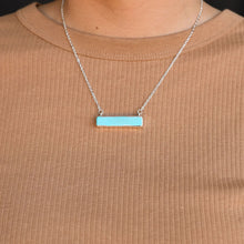 Load image into Gallery viewer, Dainty Silver Necklace w/Turq Bar
