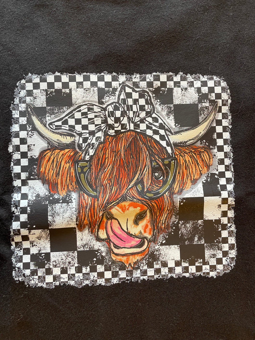 Checkered Highland Cow Tee