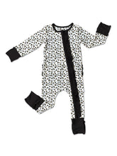 Load image into Gallery viewer, Allie Leopard Bamboo Ruffle Zipper Footie
