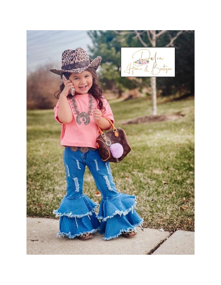 Distressed Double Denim Bells