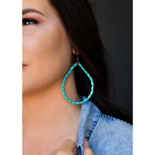 Load image into Gallery viewer, Green Turquoise Beaded Hoop Earring
