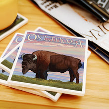 Load image into Gallery viewer, Oklahoma Buffalo and Sunset Ceramic Coaster
