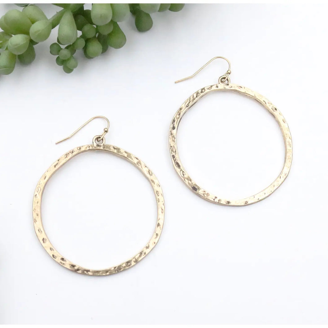Burnished Gold Circle Earrings