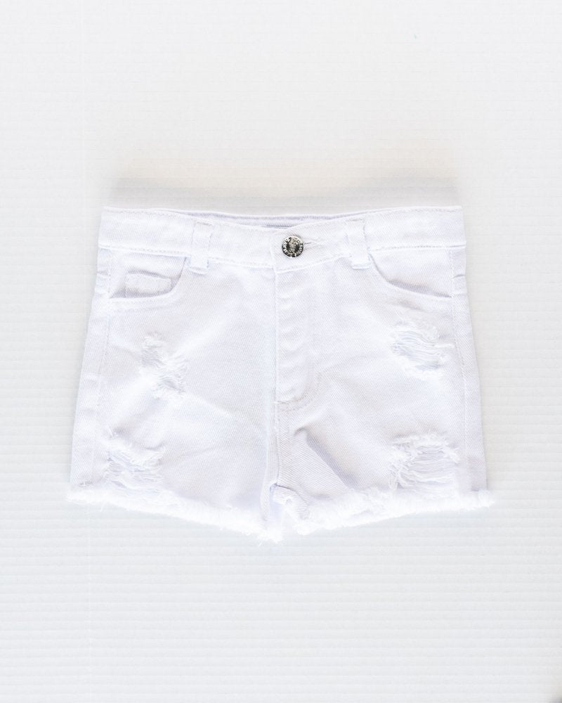 Delphie Denim Shorts - White