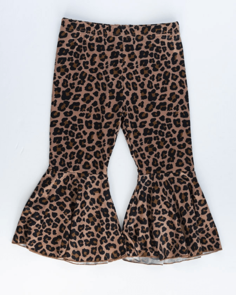 Lina Leopard Pleated Bell Bottoms