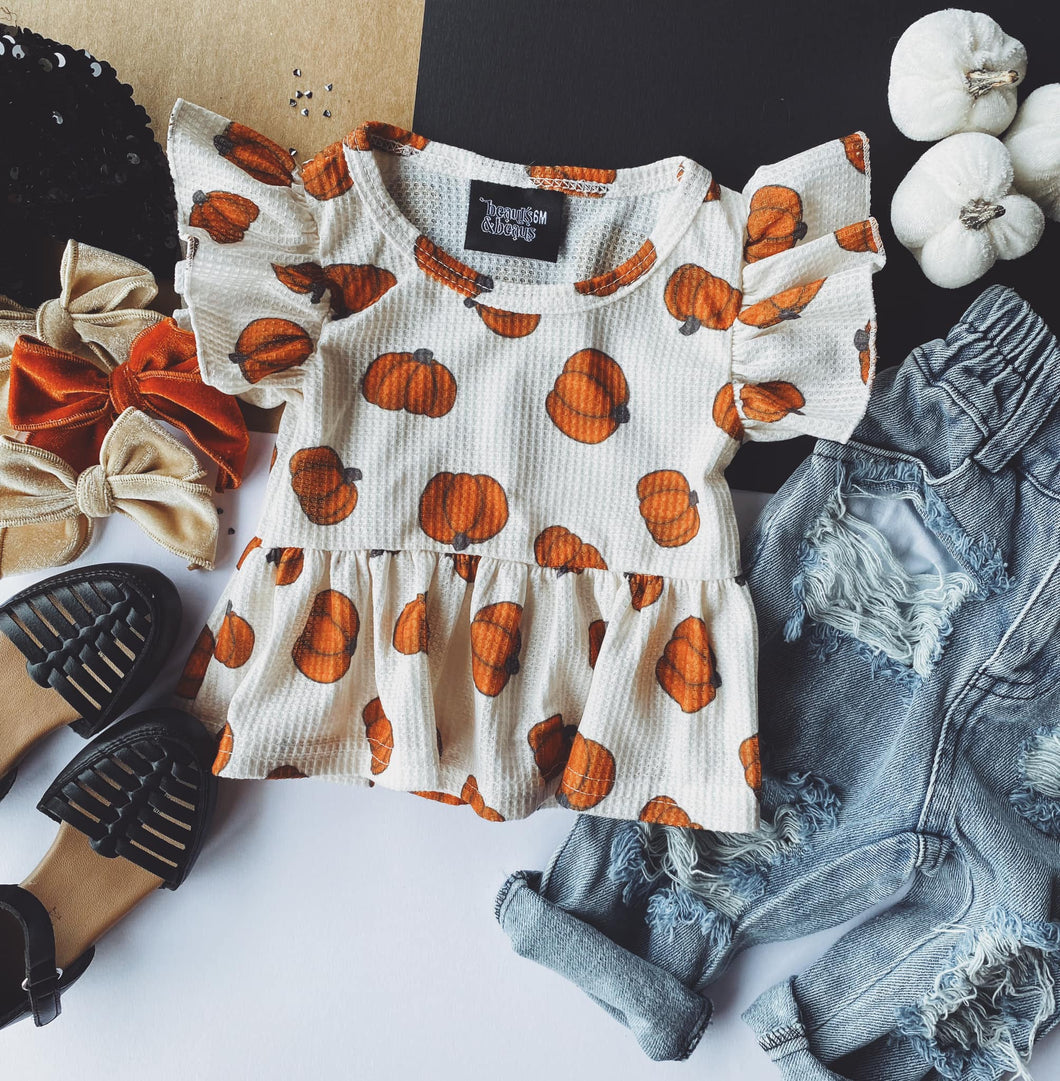 Pumpkin Waffle Ruffle Top
