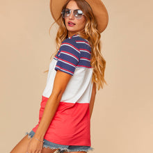 Load image into Gallery viewer, Women&#39;s Stripe Waffle Color Block Top
