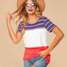 Load image into Gallery viewer, Women&#39;s Stripe Waffle Color Block Top
