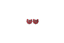 Load image into Gallery viewer, Half Flower Red Post Earrings
