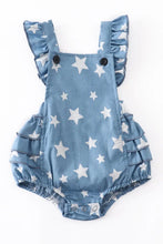 Load image into Gallery viewer, Blue Star Ruffle Baby Romper
