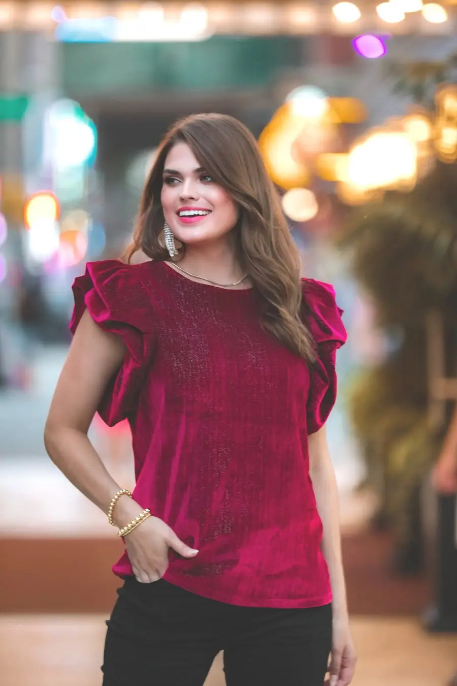 Burgundy Velvet Top